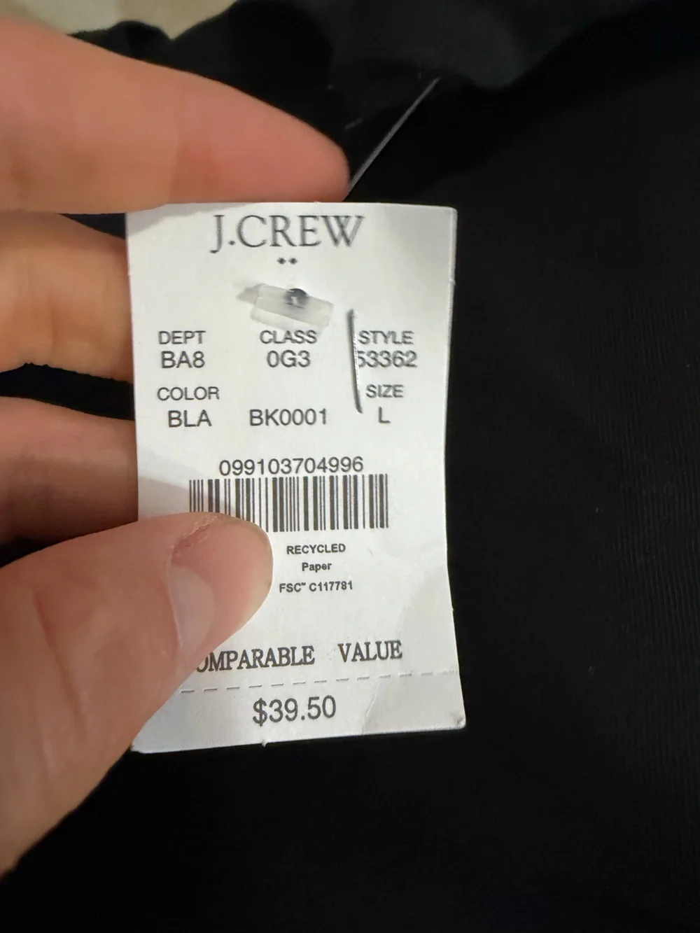 J crew black Cotton washed jersey tee